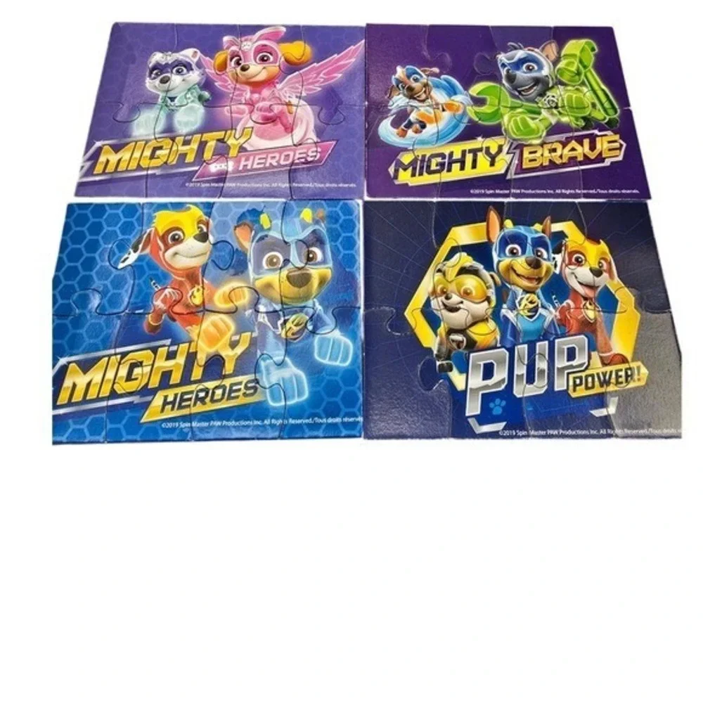 Paw‎ Patrol Mighty Pups  5 Puzzle Set Complete with Mini Figures and Vehicles